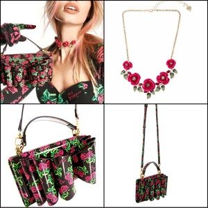 Betsey Johnson ‘Betsey’s 80th’ Rose Bow Purse &  Rose Necklace Set  NWT/HTF!
